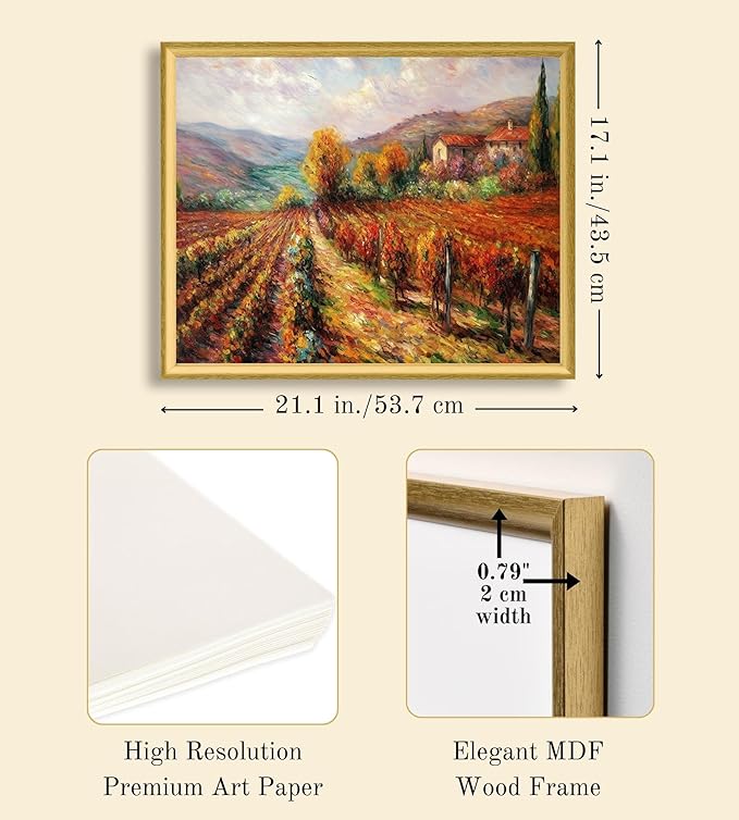 Art Shoppe Framed Print Wall Art, Vintage Wall Décor for Living Room, Bedroom, Office, High-Resolution Image on Premium Art Paper, 3/4" Frame with Plexiglass Front, Ready to Hang, 17"x21"