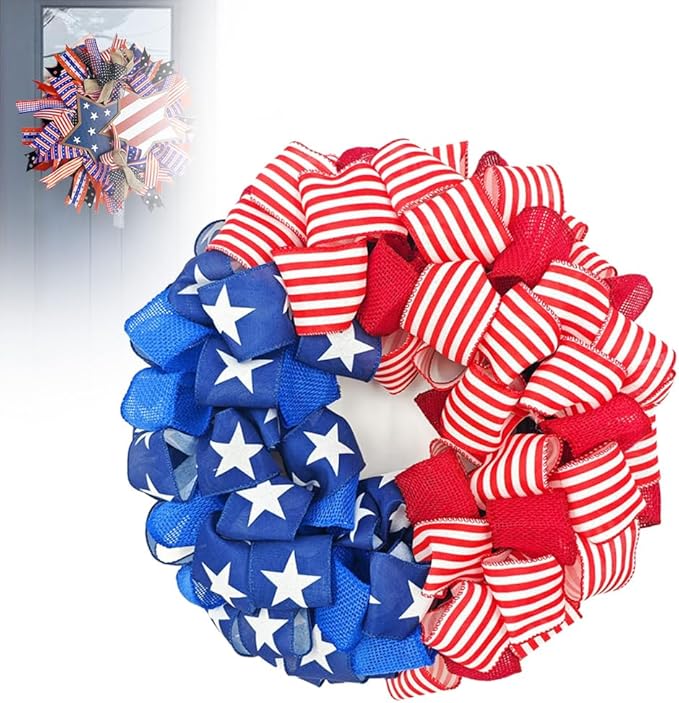 250th Anniversary Eagle Wreath,3D Eagle Wreaths for Front Door Memorial Day Artificial Flowers for Indoor and Outdoor (White)