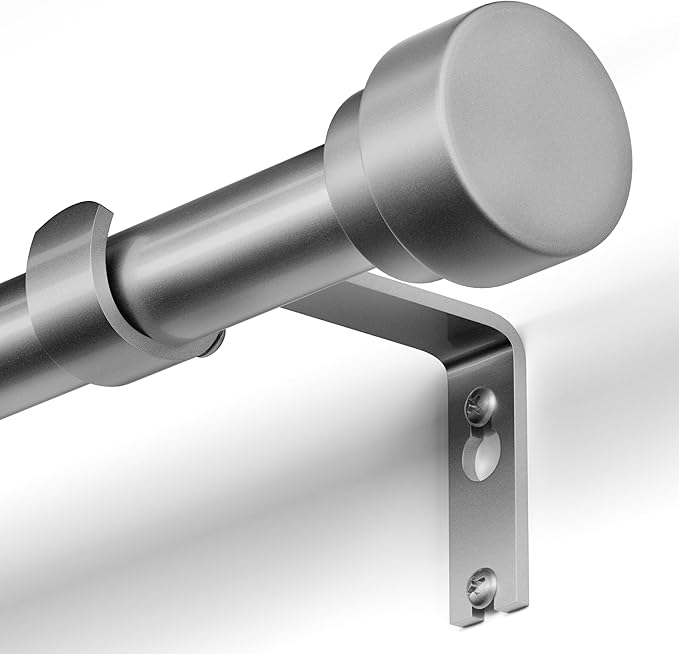 Oneach Silver Curtain Rods for Windows 72 to 144 Inch, 1 Inch Pole Adjustable Length Heavy Duty Metal Curtain Rod Set, for Outdoor Bedroom Kitchen Living Room (16 to 150 Inch)