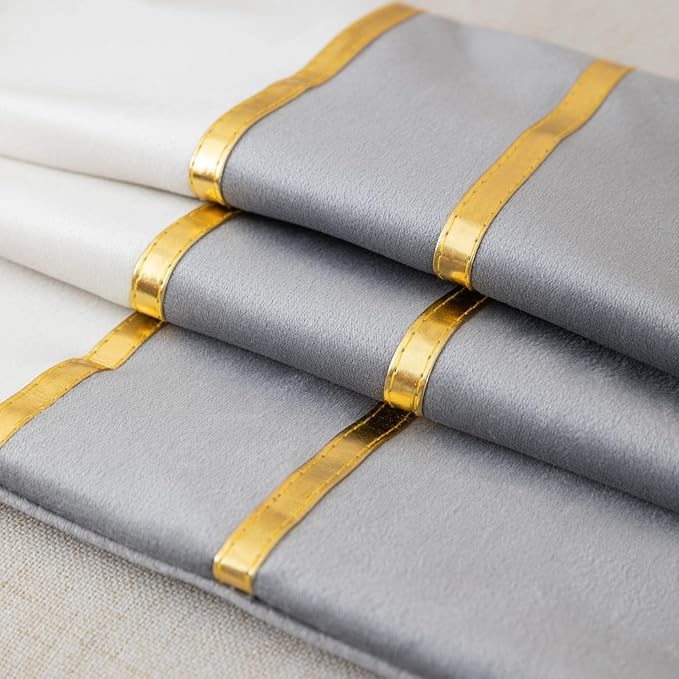 ZLINA Set of 2 Velvet Decorative Throw Pillow Covers Grey White Patchwork with Gold Leather Pillow Covers 24 × 24 Inch Cushion Covers Decor Living Room Sofa Bedroom Car