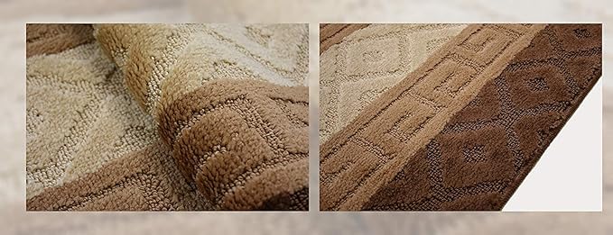 Custom Size Hallway Runner Rug, Slip Resistant, 26 Inch Wide X Your Choice of Length, Meander Brown, 26 Inch X 16 feet