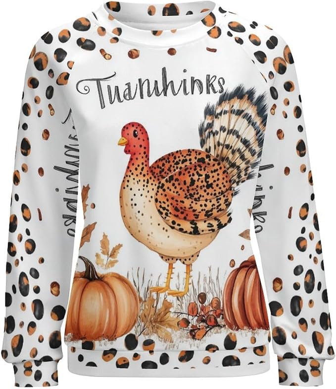 Womens Thanksgiving Sweatshirt Oversized Crewneck Pullover Casual Graphic Long Sleeve Shirts