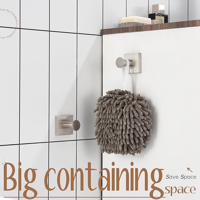 KOKOSIRI Robe Hooks for Bathrooms Wall Brushed Nickel Bath Towel Hook Holder for Shower Hanging Kitchen Accessories Stainless Steel 2 Pack, B1016BR-P2