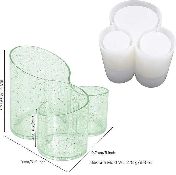 Silicone Resin Storage Box Mold, 3 Slots Design, Pen Holder, Makeup Brush Organizer, Lipstick Container, Jewelry Storage, Silicone Mold DIY, Clay Craft, Home Decoration