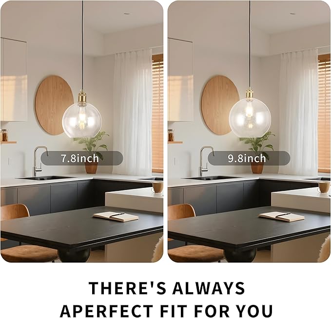 Globe Pendant Lights Kitchen Island Lighting Clear Glass Globe Pendant Light Fixtures Modern Kitchen Island Lighting for Dining Room Bedroom -7.8inch