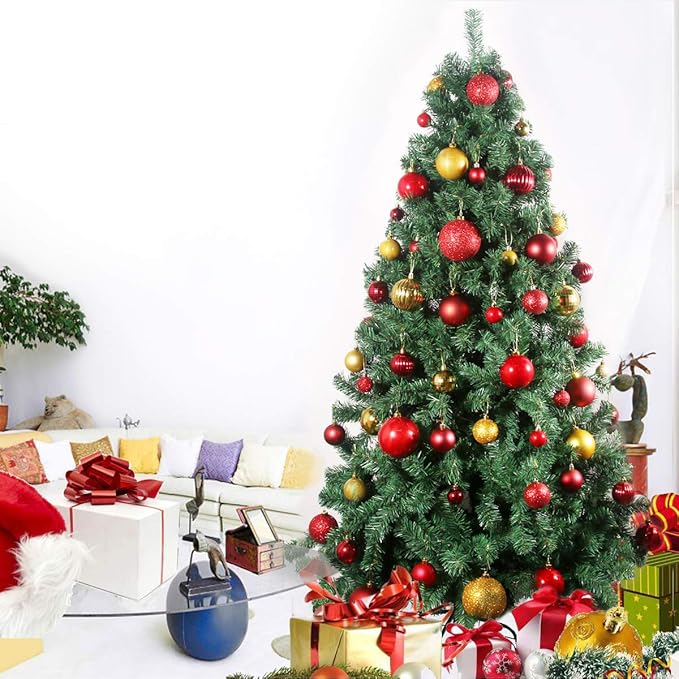 Red & Gold 2.5" Christmas Balls Christmas Tree Decoration Ornaments Shatterproof Hanging Balls for Birthday Halloween Holiday Wedding Decorations Set of 24pcs