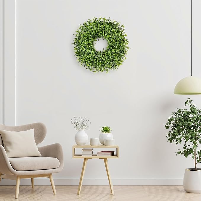 Vlorart 20 Inch Boxwood Wreath, Handmade Green Wreath for Front Door, Full & Lush Boxwood Wreaths for Front Door Year Round, Waterproof Spring Summer Greenery Wreaths for Outdoor Indoor Decor