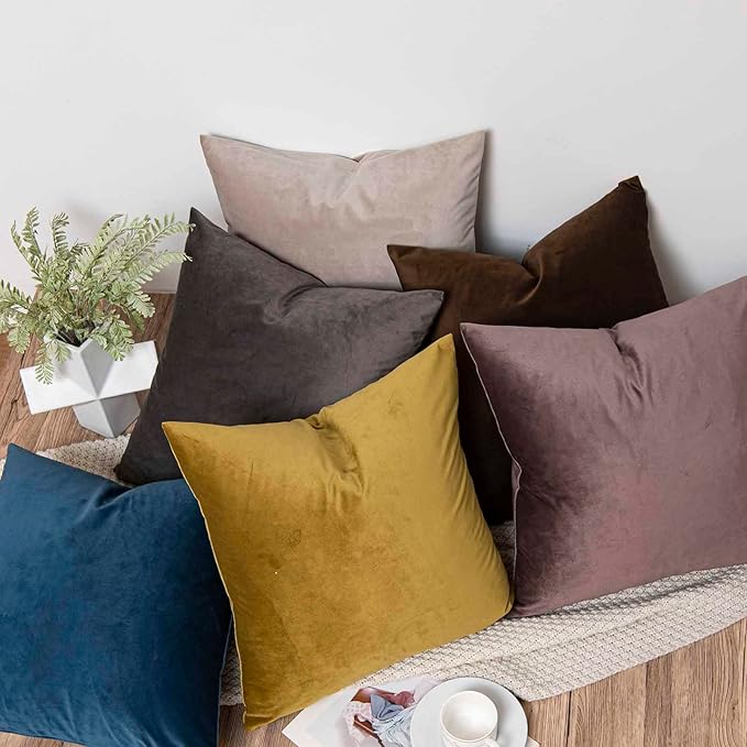 JUSPURBET Throw Pillow Covers Set of 2 Decorative Velvet Pillow Covers for Couch Sofa Bed Soft Cushion Covers Cases with Invisible Zipper for Living Room Home Decor 24x24 inch,Cloud