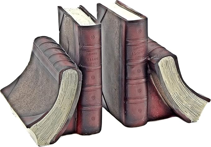 Bellaa 23509 Decorative Bookends Vintage Books Antiques Retro Old World Farmhouse Boho Bookshelf Library Home Decor 7 inch