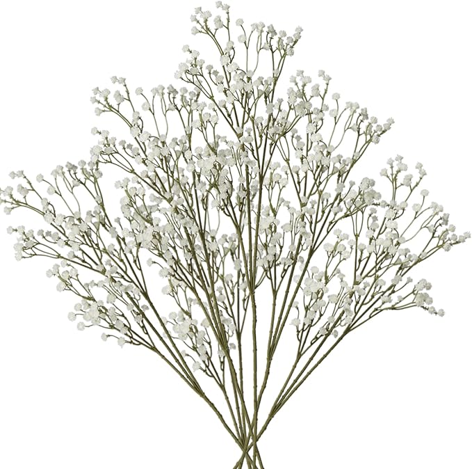 6 Pack Baby's Breath Artificial Flowers Bulk 3 Branches Faux Baby Breath Plastic Flowers Fake Gypsophila Flower Arrangement for Crafts Fake Flowers Bouquet for Wedding Home Decor Cream Baby Breath