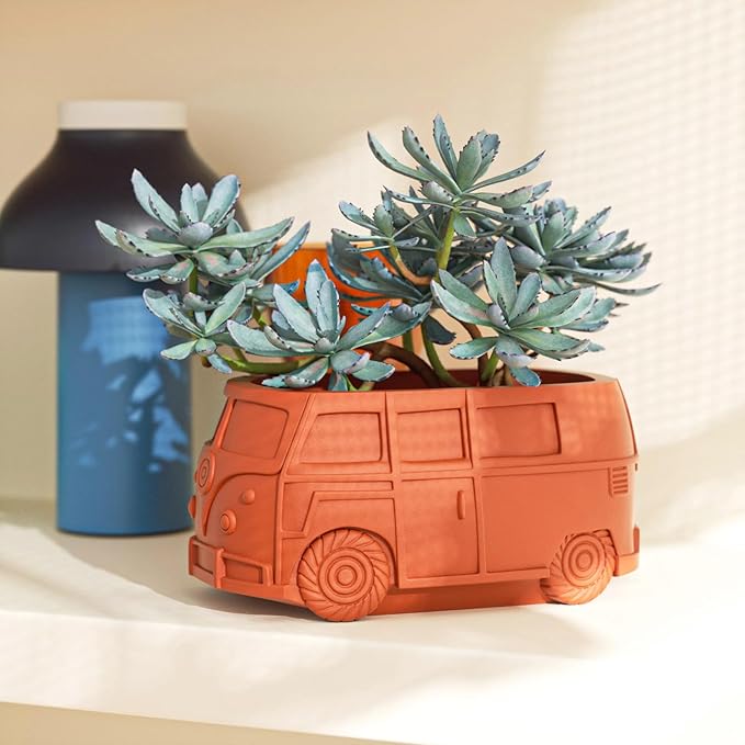 Retro Bus Car Concrete Flower Pot Silicone Mold Succulent Planter Cactus Vase Plaster Mold Epoxy Resin Storage Box Cement Clay Mould