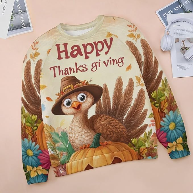 Thanksgiving Sweatshirt for Women Crewneck Pullover Casual Graphic Long Sleeve Shirts Sweater