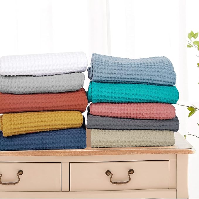PHF 100% Cotton Waffle Weave Blanket Baby Size,Snag Proof Throw for, 30x40,Lightweight Breathable Moisture-Wicking,Oeko-TEX Certified,Machine Washable, Home Decor Gift-Ginger