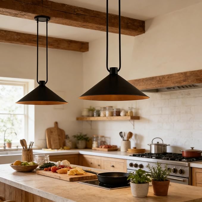 Elegant Matte Black Cone Pendant Light, Minimalist Slender Tubing Pendant Light, Contemporary Cone Pendant for Bedroom, Living Room, Dining Room, Entrance