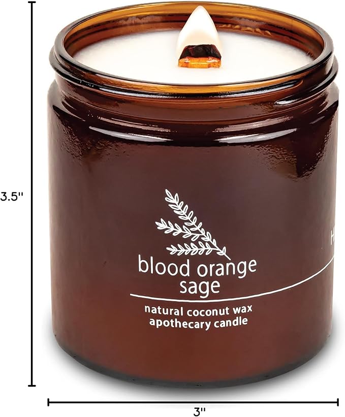 Hemlock Park Crackling Wood Wick Candle Handcrafted with Natural Coconut Wax (Large 16 oz, Blood Orange Sage)