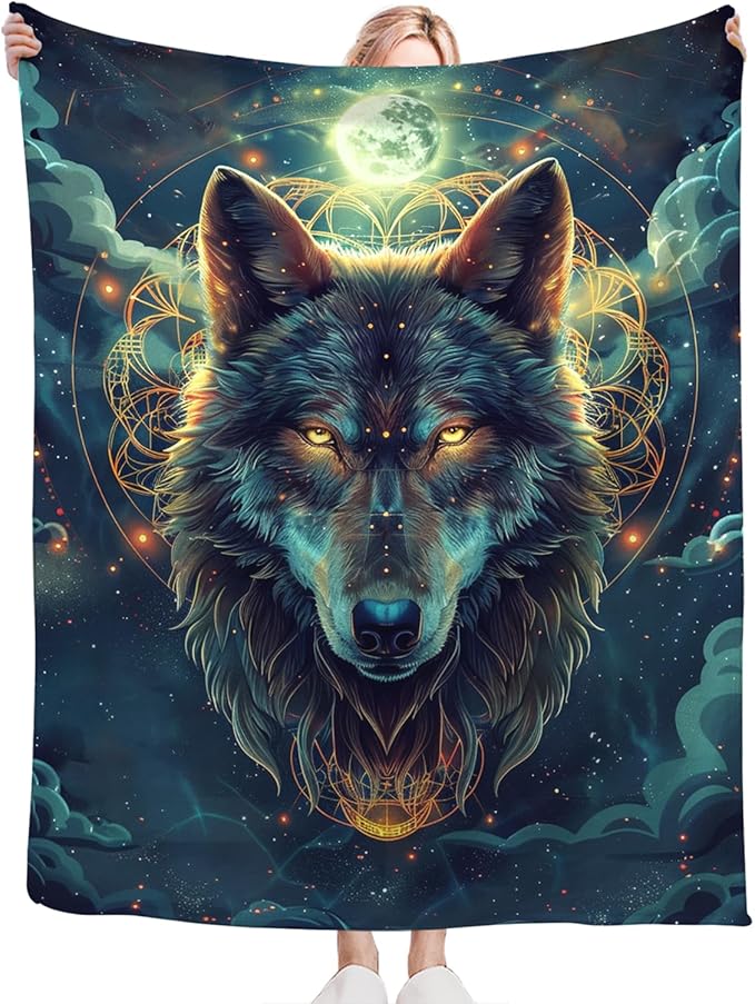 Tijuboni Wolf Throw Blanket Wolf Gifts for Girls Boys Women Men Kids Adults Soft Flannel Fleece Blanket for Couch Sofa Bed Home Decor 60"x80"