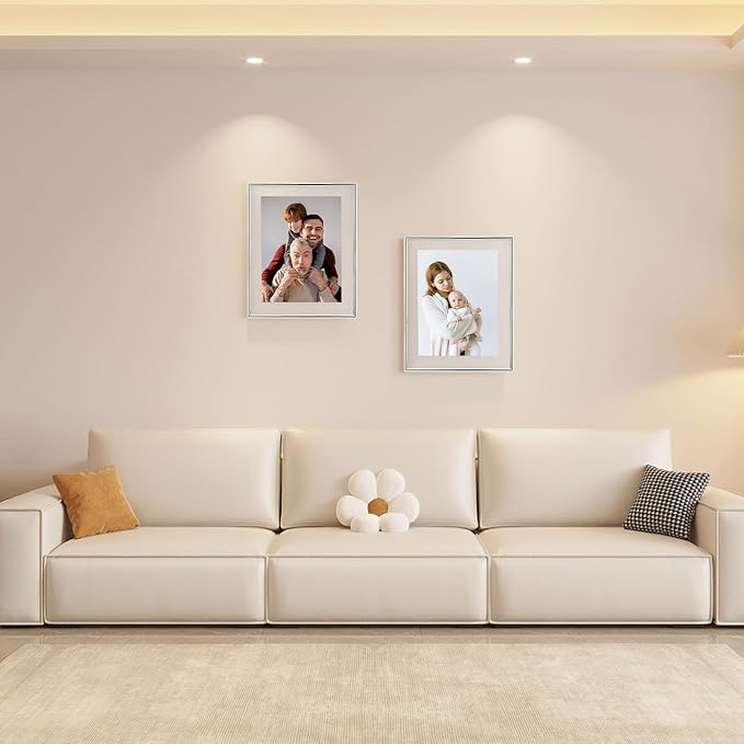 Wall Floating Frame, 8"×10", Silver, 2 Set, Wall Mounting or Wall Leaning, For Photo 6×8, 5×7, 4×6, Classy For Festival, Wedding, Anniversary, Home or Office Décor