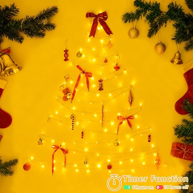 YEGUO 165ft 500 LED Christmas Lights Outdoor Waterproof, Clear Wire String Lights Indoor Plug in, 8 Modes Fairy Light for Christams Party Wedding Tree(Warm White)