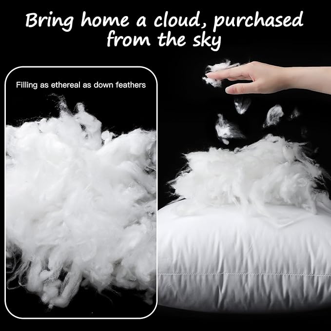 Artscope Synthetic Down Lumbar Pillow Insert, 16x24 Down Alternative Throw Pillow Insert. Ultra Soft Fluffy Sleeping Pillow with 100% Cotton Cover, Decorative Pillows-White.