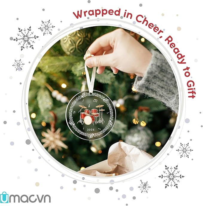 Drum Ornaments - Drum Christmas Ornament - Music Ornaments for Christmas Tree - Drummer Gifts for Music Lovers, Players, Girls, Boys, Drummers - Drummer Themed Gifts - Acrylic Ornament 2025