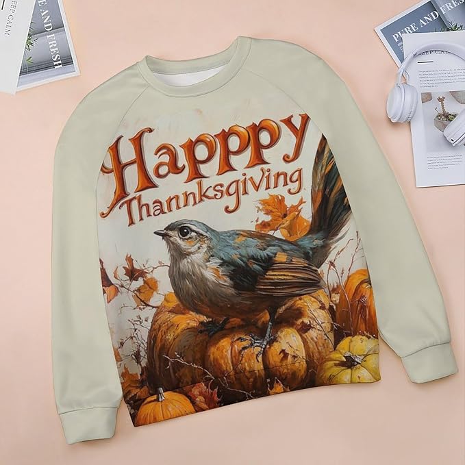 Thanksgiving Sweatshirt for Women Crewneck Pullover Casual Graphic Long Sleeve Shirts Sweater