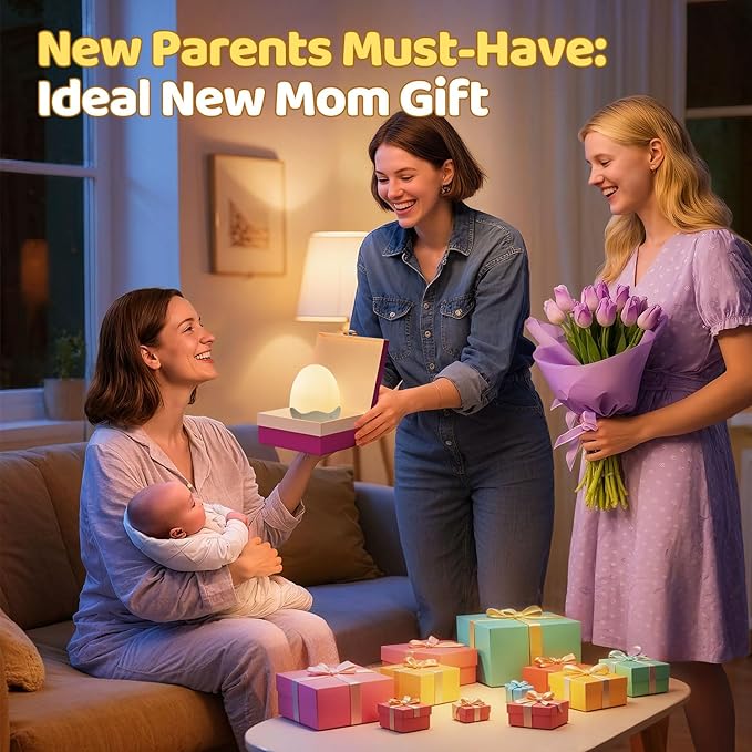Baby Night Light for Kids,10 Brightness+10 Colors Egg Light for Nursery,Touch+Remote+3600mAh Rechargeable Egg Night Light for Baby Nursery,Warm Light for Breastfeeding 1h Timer&Portable,Newborn Gifts