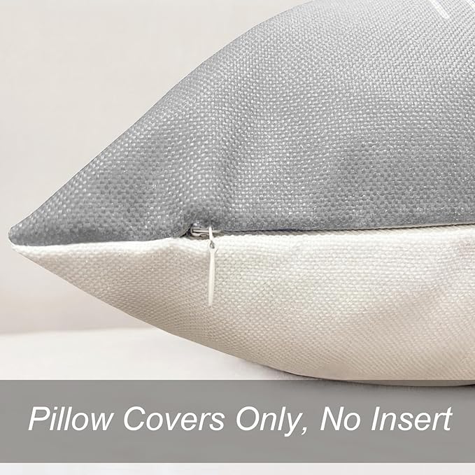 Decorative Throw Pillow Covers Set of 4 Grey Pillow Covers 22x22 inch Square Linen Throw Pillow Cases Modern Farmhouse Outdoor Couch Pillow Cover for Sofa Bedroom Living Room(Gray)