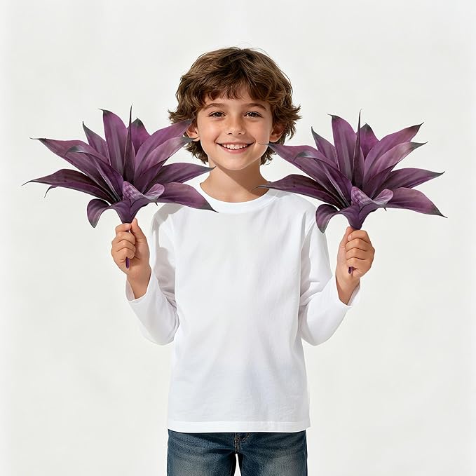 Artificial Flowers for Outdoors Artificial Agave Fake Plants Faux Agave Artificial Plants Outdoor Fake Flowers Outdoor Faux Plants Indoor Uv Resistant Artificial Plants 12In(Purple，2pcs)