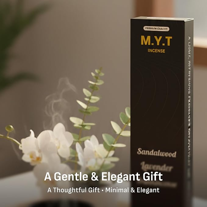 M.Y.T Natural Incense Sticks – Sandalwood, Lavender, Frankincense – Long-Lasting, Low Smoke – Relaxation, Meditation, Odor Removing – 60 Sticks