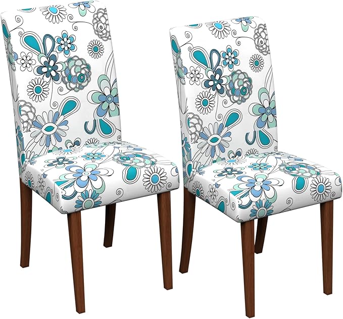 Stretch Dining Chair Covers Set of 2,Floral Print Chair Covers,Soft Removable Washable,Pet Friendly Furniture Protector,Universal Chair Slipcovers for Home, Kitchen,Ceremony Dining Room Seat