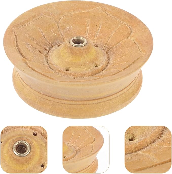 Nepal Wooden Incense Rope Burner Lotus-Shaped Home Incense Holder Tray for Meditation and Office Relaxation Stylish Decorative Ash Catcher with Smooth Practical Design