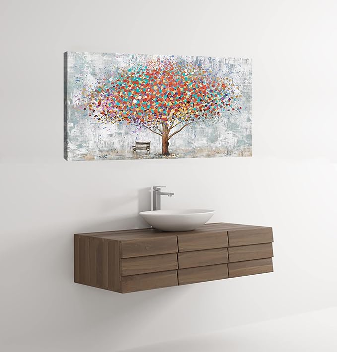 DZL Art H71162 Tree Wall Art Canvas Prints Wall Art Abstract Colorful Tree Painting Landscape Modern Artwork for Living Room Bedroom Office Home Wall Decoration Decor