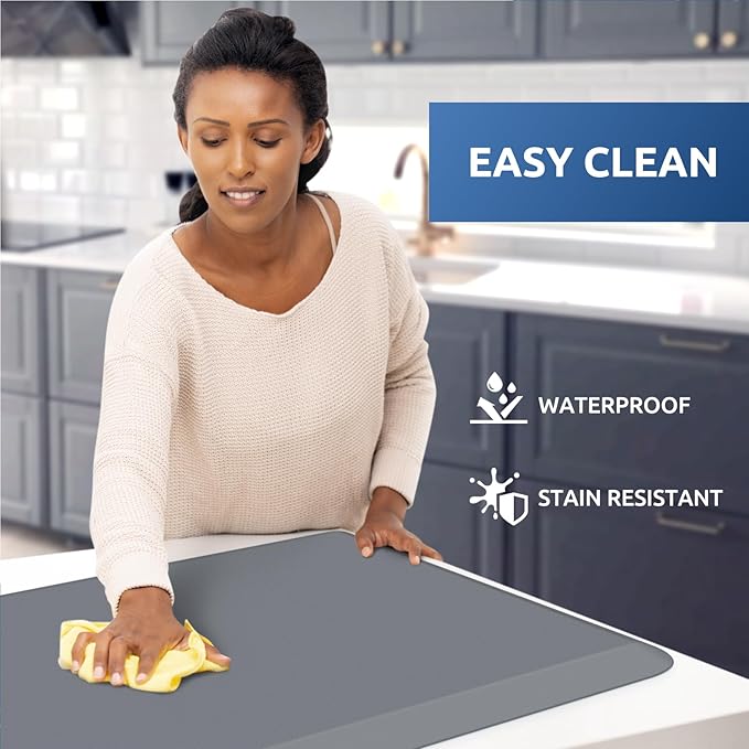KitchenClouds Kitchen Mat Cushioned Anti Fatigue Rug 24"x70" Waterproof, Non Slip, Standing and Comfort Desk/Floor Mats for House Sink Office (Grey,0.8inch)