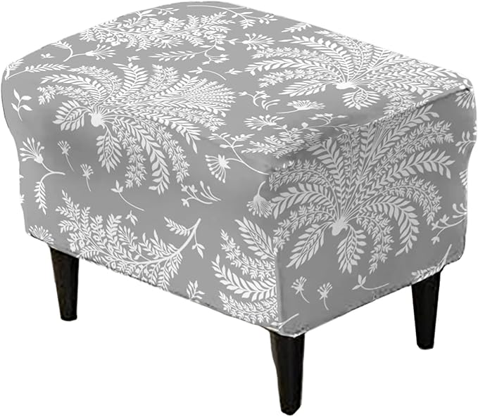 KRFOONN Stretch Ottoman Cover Slipcovers Rectangle Fit Length 55"-63" Footrest Stool Covers Printed Ottoman Cover for Foot Stool Furniture Protector with Non Slip Elastic Bottom, Color 10