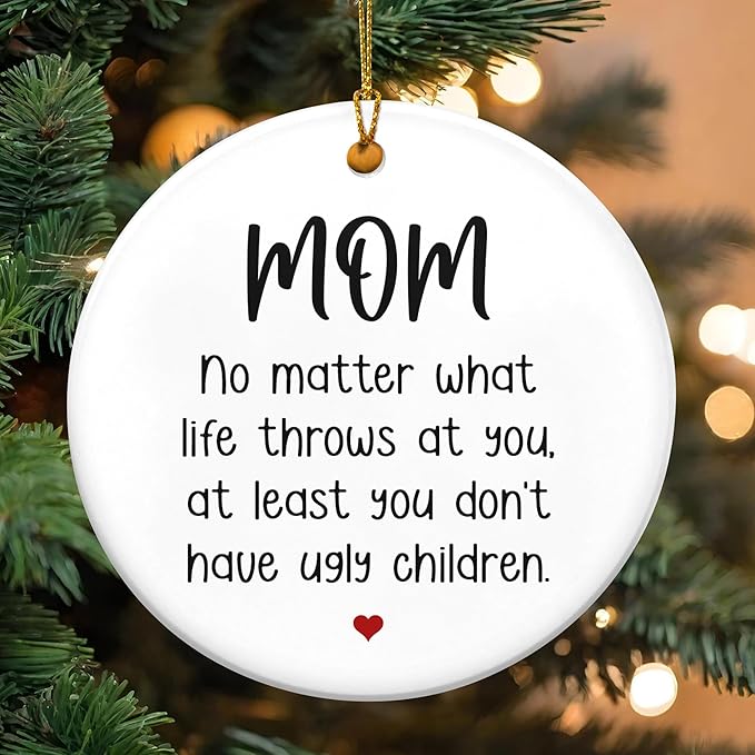 GEEMBI Funny Mom Gifts for Christmas - Ceramic Christmas Ornaments 2025 for Tree Decorations - Gifts for Mom from Daughter Son, Mother Daughter Gift Ideas, Mama Gift for Mother in Law