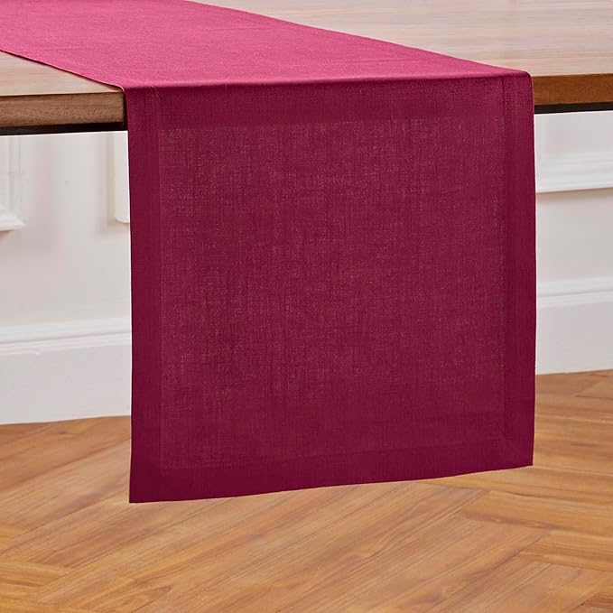 Solino Home Linen Table Runner 60 Inches - 100% Pure Linen Beet Table Runner 14 x 60 Inch Ideal for Dresser and Coffee Tables - Valentines, Winter - Diana Medium Weight