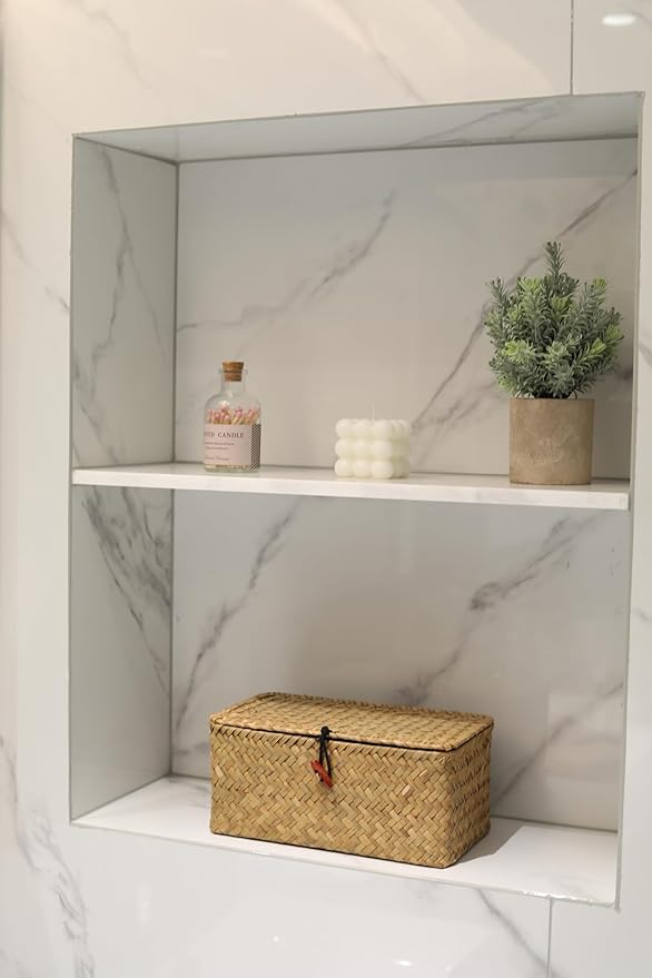 DOKOT Rectangular Handwoven Seagrass Small Storage Basket with Lid for Shelves and Home Organizer Bins,S (10.2"x5.5"x4.3"H), Yellow