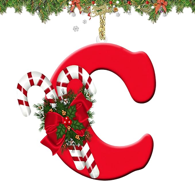 Personalized Christmas Letter Ornaments - 26 Alphabet Letters for Tree Hanging, DIY Craft Xmas Decoration