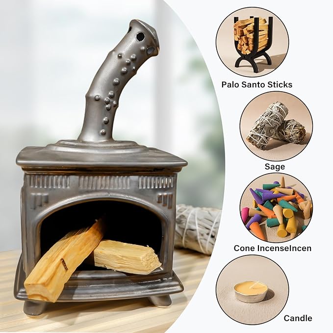 Handmade Ceramic Palo Santo Holder - Modern Smudge Bowl & Sage/Cone Incense Chimney for Yoga, Meditation, and Energy Cleansing - Ideal Gift for Zen Altar and Aromatherapy Enthusiasts