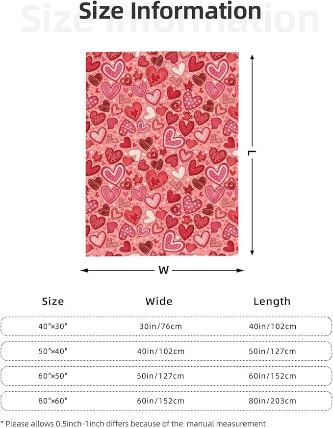 Valentine's Day Gift Red Heart Throw Blanket - Super Soft Fluffy Fleece Blanket for Couples,60"x50" Romantic 3D Heart Design for Bed, Couch, Sofa - Red