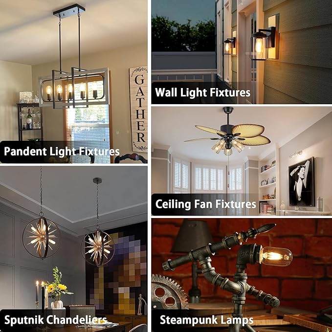 3.2 Inch E26 LED Bulb 60 Watt Equivalent, 2700K Soft White Edison Bulbs Dimmable, AC 120V 600LM T10/T9 Clear Glass Filament Light Bulbs UL for Pendant Wall Light Desk lamp-4 Pack