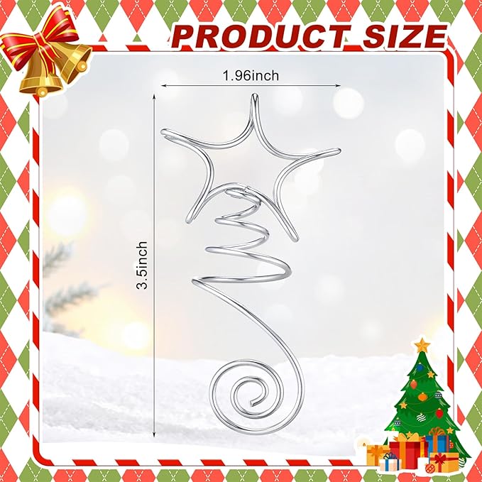 Lenwen Mini Christmas Star Tree Topper Wire Star Treetop Christmas Ornaments Decorative Metal Tree Topper for Home Office Xmas New Year Holiday Decoration (Silver)
