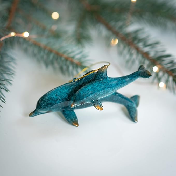 Hand-Painted Beach Christmas Ornament – Coastal Tree Decoration for Ocean Lovers – Unique Nautical Ornament for Christmas Tree or Stocking Stuffer Gift (Mother and Baby)