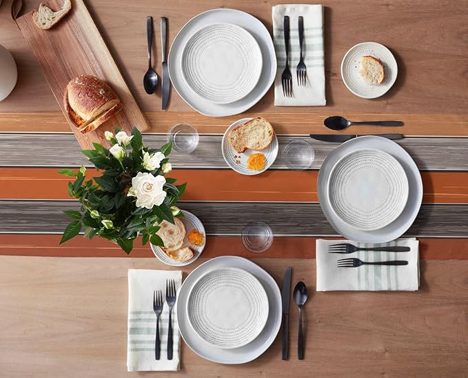 Farmhouse Fall Thanksgiving Table Runner Dresser Scarf Retro Rustic Barn Wood Texture Ombre Burnt Orange Gray Non-Slip Rectangle Settings Decoration for Kitchen Home Dining Holiday,,13X72 Inches Long