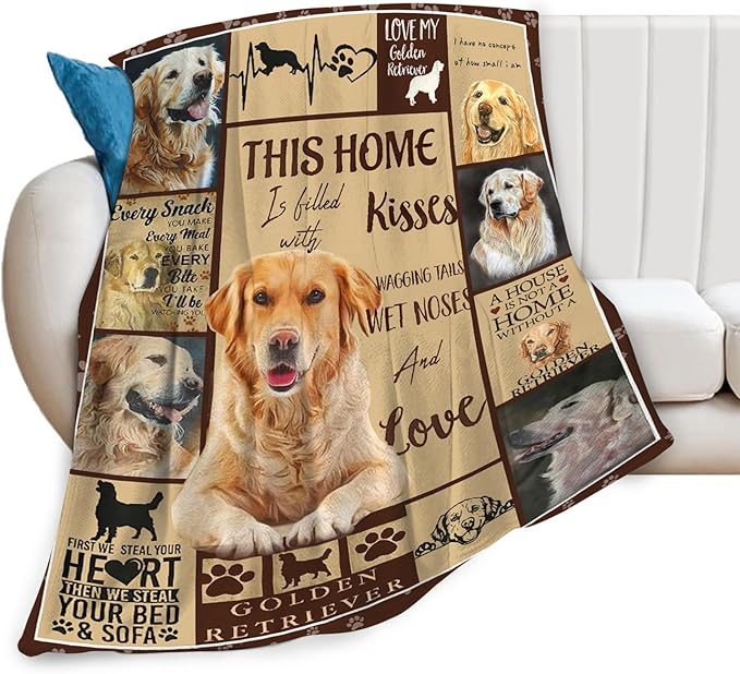 Tijuboni Golden Retriever Throw Blanket Dog Gifts for Girls Boys Women Men Kids Adults Soft Flannel Fleece Blanket for Couch Sofa Bed Home Decor 60"x80"