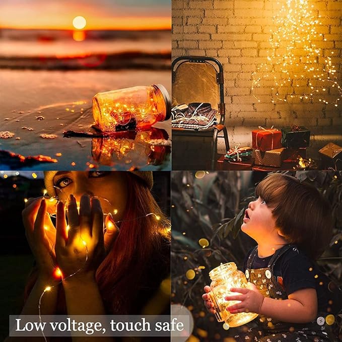 Sanniu Led String Lights, Mini Battery Powered Copper Wire Starry Fairy Lights, Battery Operated Lights for Bedroom, Christmas, Parties, Wedding, Centerpiece, Decoration (5m/16ft Warm White)