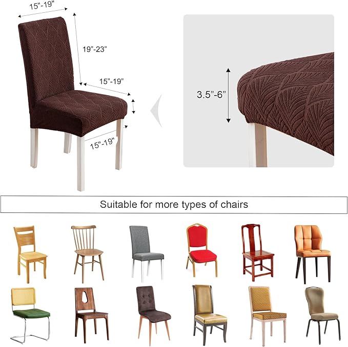 Waterproof Dining Chair Covers, Chair Covers for Dining Room, Stretch Parsons Chair Slipcover, Removable, Washable for Dining Room Kitchen Chair Protector Cover