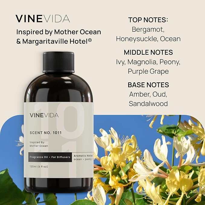 VINEVIDA (128oz) Hotel Fragrance Collection Diffuser Oil - Hotel Scents Diffusers for Home - Cold Air Diffuser Oil - Hotel Scent Essential Oil - Scent No.1011 Inspired by Mother Ocean