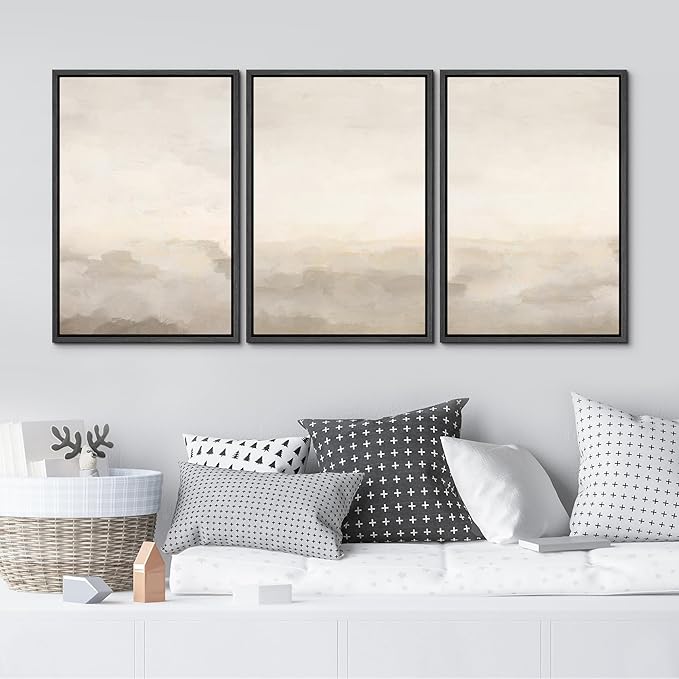 MUDECOR Framed Canvas Print Wall Art Abstract Prints Minimalist Modern Art Neutral Home Decor for Bedroom - 24"x36"x3 Black