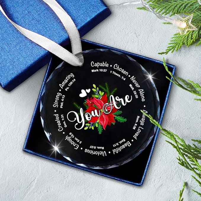 Christmas Christian Gifts for Women Men Faith - Glass Christmas Ornaments 2025 - Catholic Religious Spiritual Gifts for Women, Inspirational Motivational Gift, Stocking Stuffers Ornament